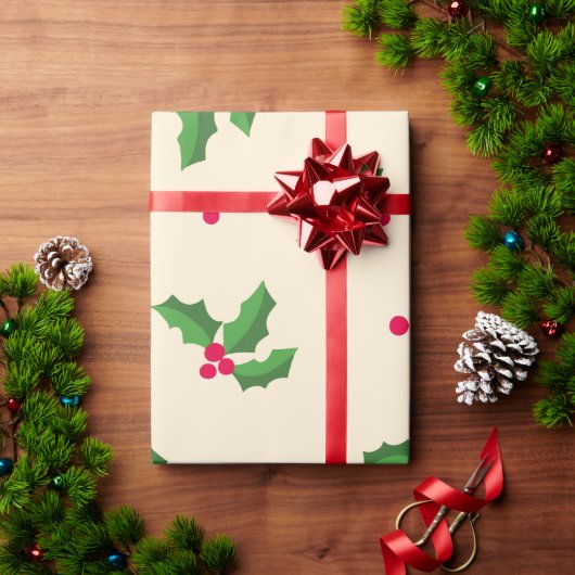 Feestelijk Hulstpatroon Cadeaupapier (Feestdagen Geschenken)