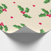 Feestelijk Hulstpatroon Cadeaupapier (Hoek)