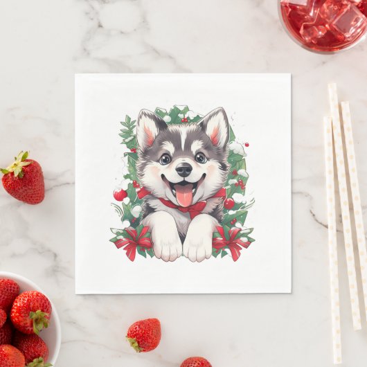 Feestelijk Husky Puppy Classic T-shirt Servet (Insitu)