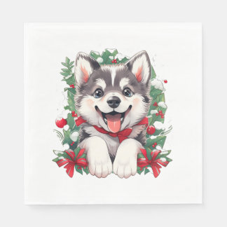 Feestelijk Husky Puppy Classic T-shirt Servet
