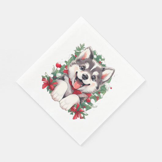 Feestelijk Husky Puppy Classic T-shirt Servet (Hoek)