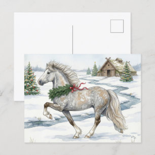 Feestelijk IJslands paard in winterlandschap Briefkaart
