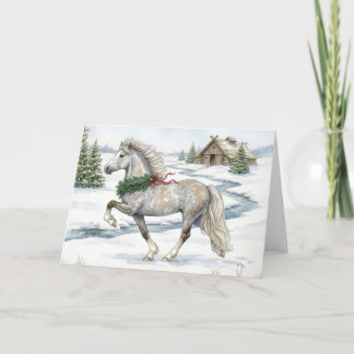 Feestelijk IJslands paard in winterlandschap Kaart