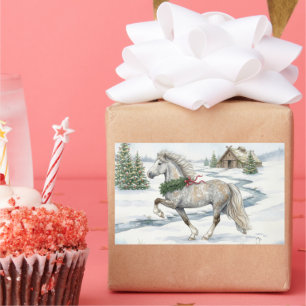 Feestelijk IJslands paard in winterlandschap Rechthoekige Sticker