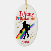 FEESTELIJK IK HOU VAN BASKETBAL GEPERSONALISEERD O KERAMISCH ORNAMENT (Rechts)