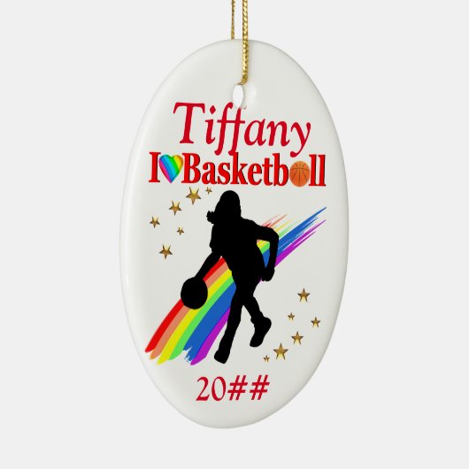 FEESTELIJK IK HOU VAN BASKETBAL GEPERSONALISEERD O KERAMISCH ORNAMENT (Rechts)