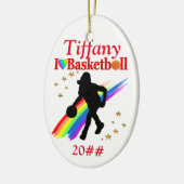 FEESTELIJK IK HOU VAN BASKETBAL GEPERSONALISEERD O KERAMISCH ORNAMENT (Links)