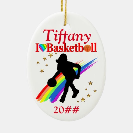 FEESTELIJK IK HOU VAN BASKETBAL GEPERSONALISEERD O KERAMISCH ORNAMENT (Achterkant)