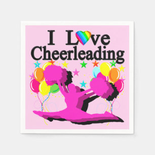 FEESTELIJK IK HOU VAN CHEERLEADERENDE ROZE PAPIERE SERVET