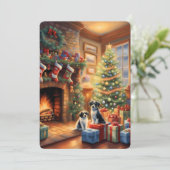 Feestelijk ingerichte kamer, open haard, honden, v (Staand voorkant)