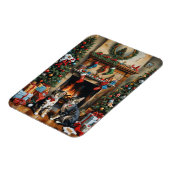 Feestelijk ingerichte kamer, open haard, poezen, v magneet (Linkerzijde)