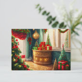 Feestelijk ingerichte kamer, Tradit. kerstfeest Kaart (Staand voorkant)