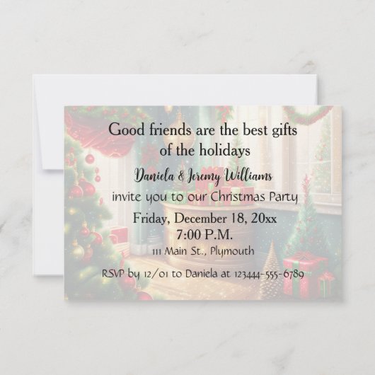 Feestelijk ingerichte kamer, Tradit. kerstfeest Kaart (Achterkant)