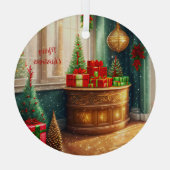 Feestelijk ingerichte kamer, traditionele kerst - glas ornament (Achterkant)