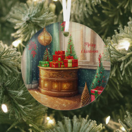 Feestelijk ingerichte kamer, traditionele kerst - glas ornament