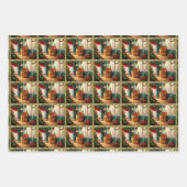 Feestelijk ingerichte kamer, traditionele kerst inpakpapier vel (Voorkant 3)