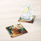 Feestelijk ingerichte kamer, traditionele kerst kartonnen onderzetters (Insitu)