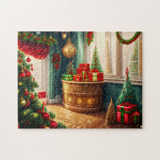 Feestelijk ingerichte kamer, traditionele kerst legpuzzel (Horizontaal)