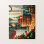 Feestelijk ingerichte kamer, traditionele kerst legpuzzel (Verticaal)