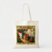 Feestelijk ingerichte kamer, traditionele kerst tote bag (Voorkant)