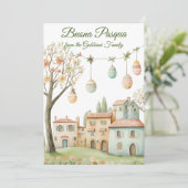 Feestelijk Italiaans dorp Pasen Buona Pasqua Feestdagenkaart (Staand voorkant)