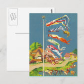 FEESTELIJK JAPANS BRIEFKAART KOINOBORI WINDSOCKS ~ (Voorkant / Achterkant)