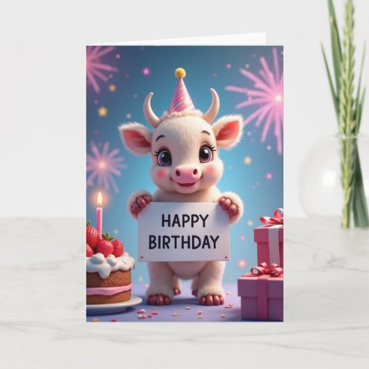 Feestelijk Kalf Feesthoed Kaart (Voorkant)