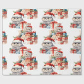 Feestelijk kattenkerstinpakpapier cadeaupapier (Vlak)