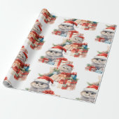 Feestelijk kattenkerstinpakpapier cadeaupapier (Uitgerold)
