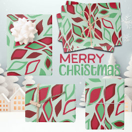 Feestelijk Kerst Abstract Bladpatroon Inpakpapier Vel