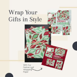 Feestelijk Kerst Abstract Bladpatroon Inpakpapier Vel