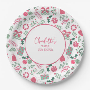 Feestelijk Kerst Baby shower Papieren Bordje