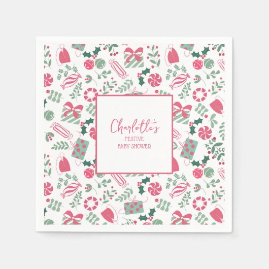 Feestelijk Kerst Baby shower Servet (Voorkant)