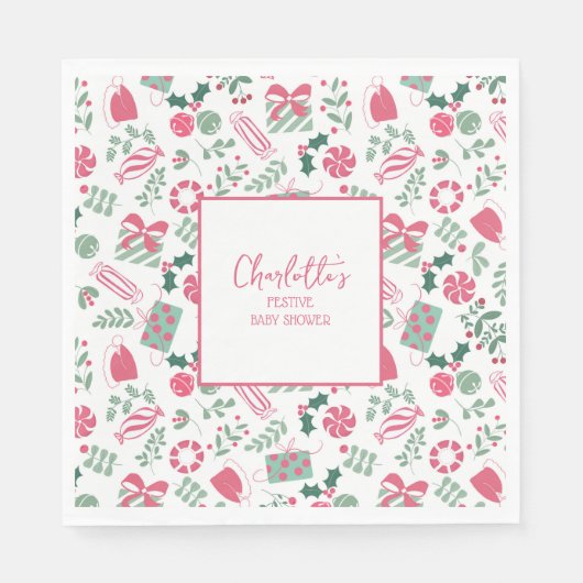 Feestelijk Kerst Baby shower Servet (Voorkant)