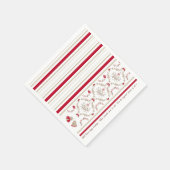 Feestelijk Kerst Bloemen Damast Patroon Papier Servet (Hoek)