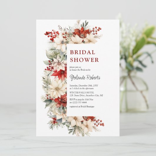 Feestelijk Kerst Bloemen Vrijgezellenfeest Kaart (Staand voorkant)