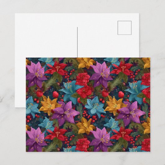 Feestelijk Kerst Botanicus Patroon Briefkaart (Voorkant / Achterkant)