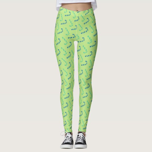 Feestelijk Kerst Candy Canes Patroon Leggings (Voorkant)