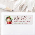 Feestelijk Kerst Cupcake Script Adres Etiket<br><div class="desc">Feestelijke Kerst Cupcake Script Adreslabel</div>