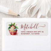 Feestelijk Kerst Cupcake Script Adres Etiket (Insitu)