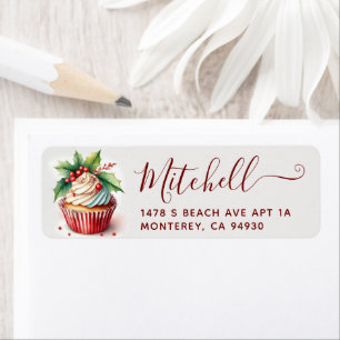 Feestelijk Kerst Cupcake Script Adres Etiket