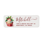Feestelijk Kerst Cupcake Script Adres Etiket (Voorkant)