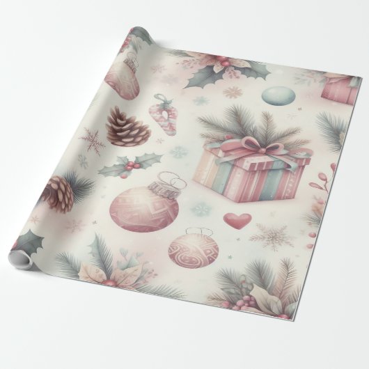 Feestelijk kerst inpakpapier (Uitgerold)