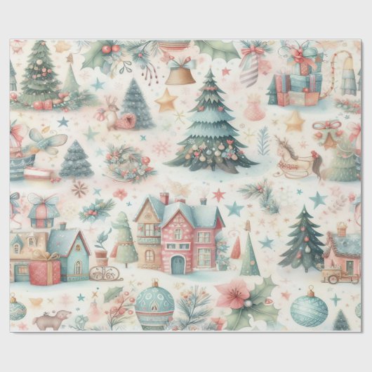 Feestelijk kerst inpakpapier (Vlak)