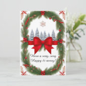 Feestelijk Kerst Lijst met Pine Branches Feestdagenkaart (Staand voorkant)