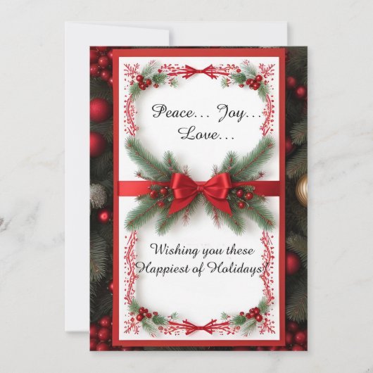 Feestelijk Kerst Lijst met Pine Branches Feestdagenkaart (Voorkant)