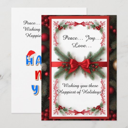 Feestelijk Kerst Lijst met Pine Branches Feestdagenkaart (Voorkant / Achterkant)