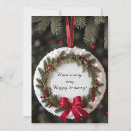 Feestelijk Kerst Lijst met Pine Branches Feestdagenkaart