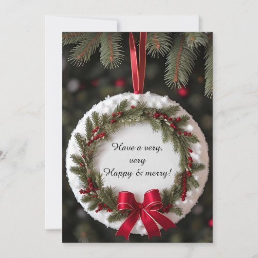 Feestelijk Kerst Lijst met Pine Branches Feestdagenkaart (Voorkant)