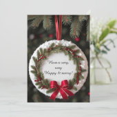 Feestelijk Kerst Lijst met Pine Branches Feestdagenkaart (Staand voorkant)